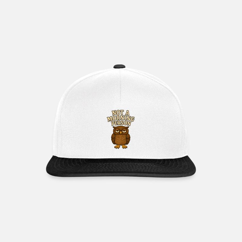 Morgenmuffel Eule - Snapback Cap - Weiß/Schwarz