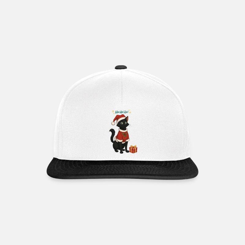 HoHoHo!! schwarze Katze - Snapback Cap - Weiß/Schwarz