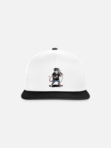 Punk Ratte Bühnenheld - Snapback Cap - Weiß/Schwarz