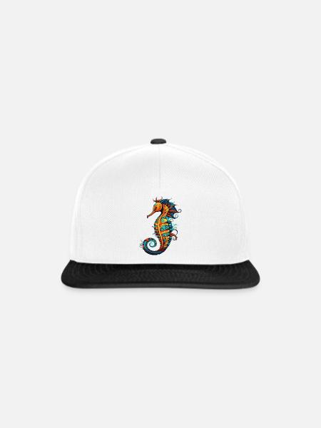  Seepferdchen Comic Seepferd - Snapback Cap - Weiß/Schwarz