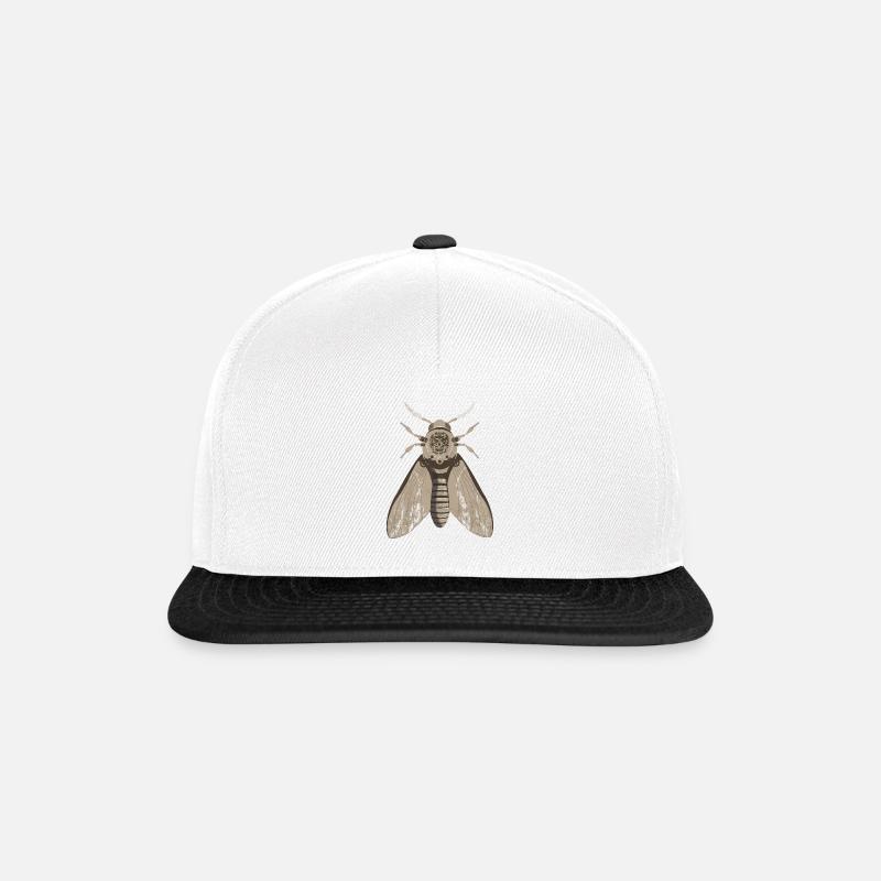 Skull Moth in Steampunk Style - Snapback Cap - white/black
