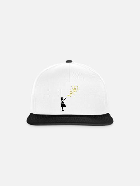 Schmetterlinge im Banksy-Stil - Snapback Cap - Weiß/Schwarz