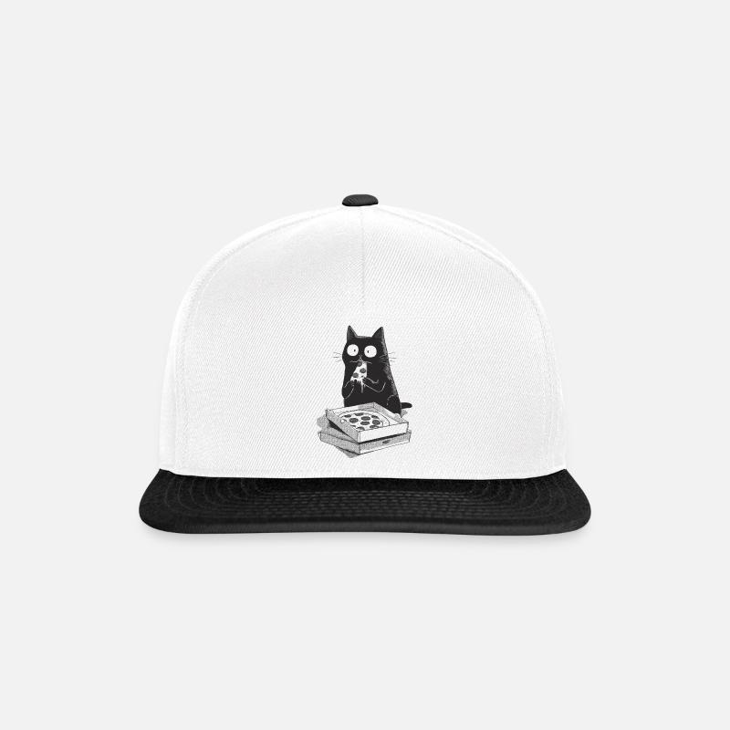 Pizza-Katze - Snapback Cap - Weiß/Schwarz