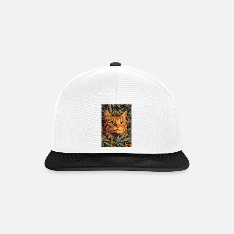 Visage de chat dans la forêt de chanvre - Casquette snapback - blanc/noir
