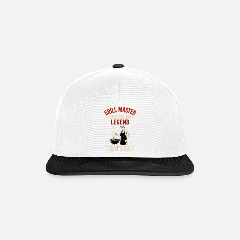 Grill Master Life Coach Legend - Papa Geschenk - Snapback Cap - Weiß/Schwarz