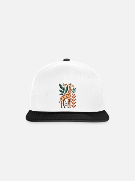 Giraffe mit Blättern - Snapback Cap - Weiß/Schwarz