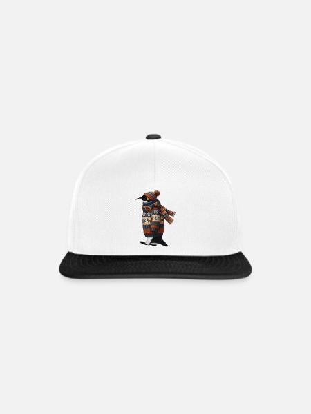 Pinguin im Strickpullover Winter Weihnachten - Snapback Cap - Weiß/Schwarz