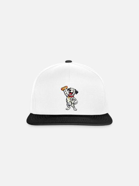 Dalmatiner mit Hot Dog - Snapback Cap - Weiß/Schwarz