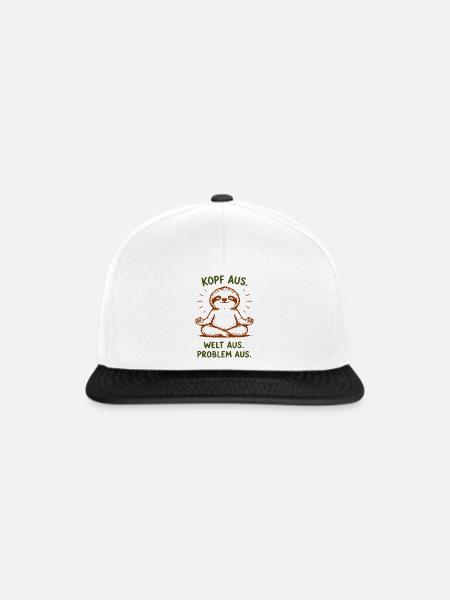 Langsamer Faultier Meditationsdesign - Snapback Cap - Weiß/Schwarz