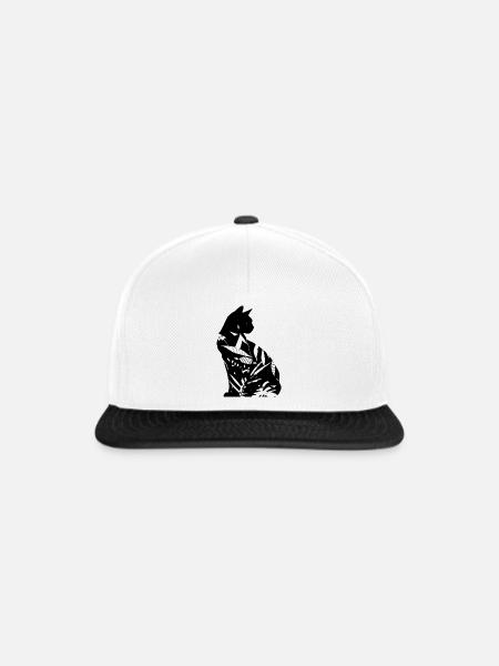 Katze Silhouette - Snapback Cap - Weiß/Schwarz