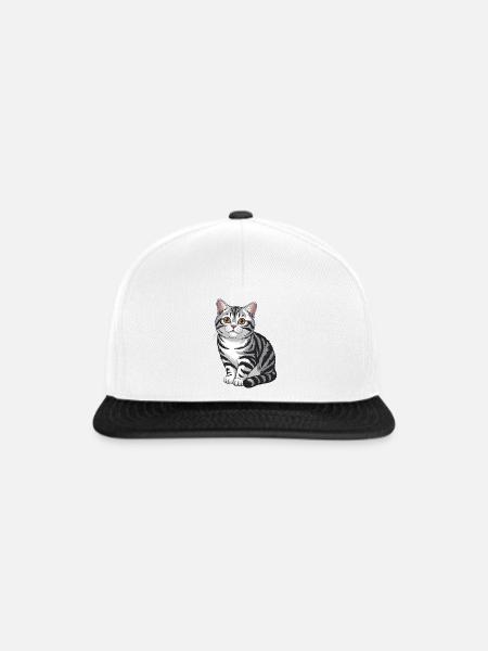 Tabby-Katzenporträt - Snapback Cap - Weiß/Schwarz