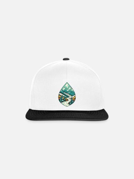 Teardrop Berglandschaft - Snapback Cap - Weiß/Schwarz