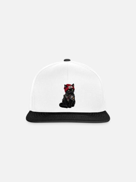 Fuck Nazis Schwarze Katze - Snapback Cap - Weiß/Schwarz