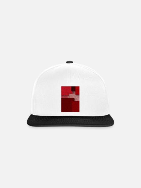 Rote Geometrie in abstrakten Blöcken - Snapback Cap - Weiß/Schwarz