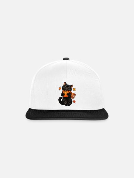 Black Cat Crescent Moon - Snapback Cap - Weiß/Schwarz
