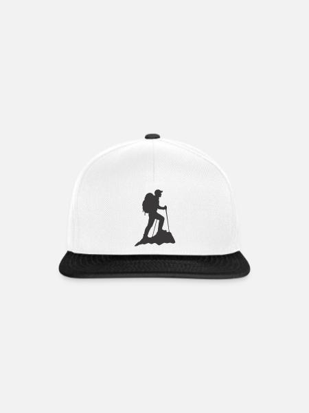 Bergsteiger Silhouette mit Rucksack - Snapback Cap - Weiß/Schwarz