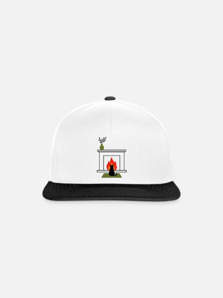 gatto_nero_davanti_fuoco_acceso - Snapback Cap - Weiß/Schwarz