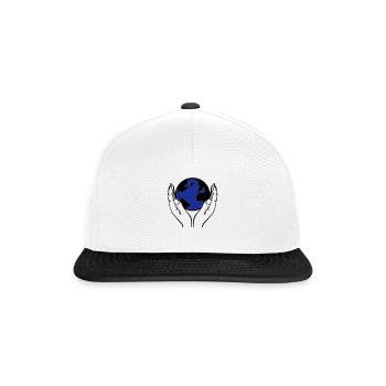 welt in händen - Snapback Cap - Weiß/Schwarz - Vorne