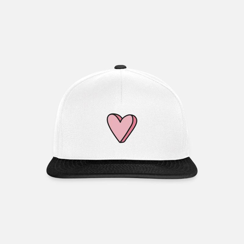 Herzchen - Snapback Cap - Weiß/Schwarz
