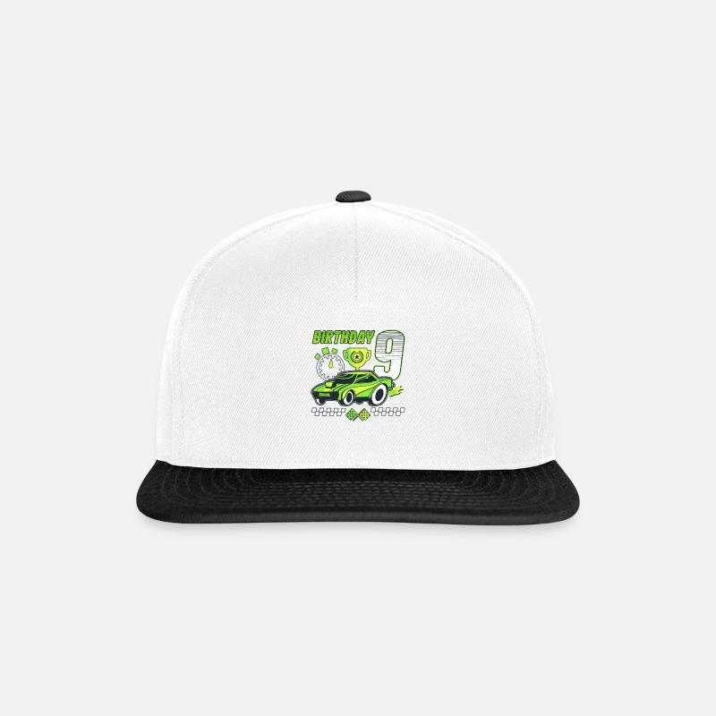 9th birthday racing car 9 years old racing driver - Snapback Cap - white/black