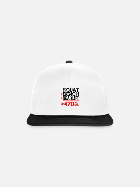 Powerlifting 470 kg Club Member - Snapback Cap - Weiß/Schwarz
