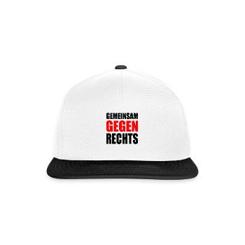 gemeinsam gegen rechts - Snapback Cap - Weiß/Schwarz - Vorne