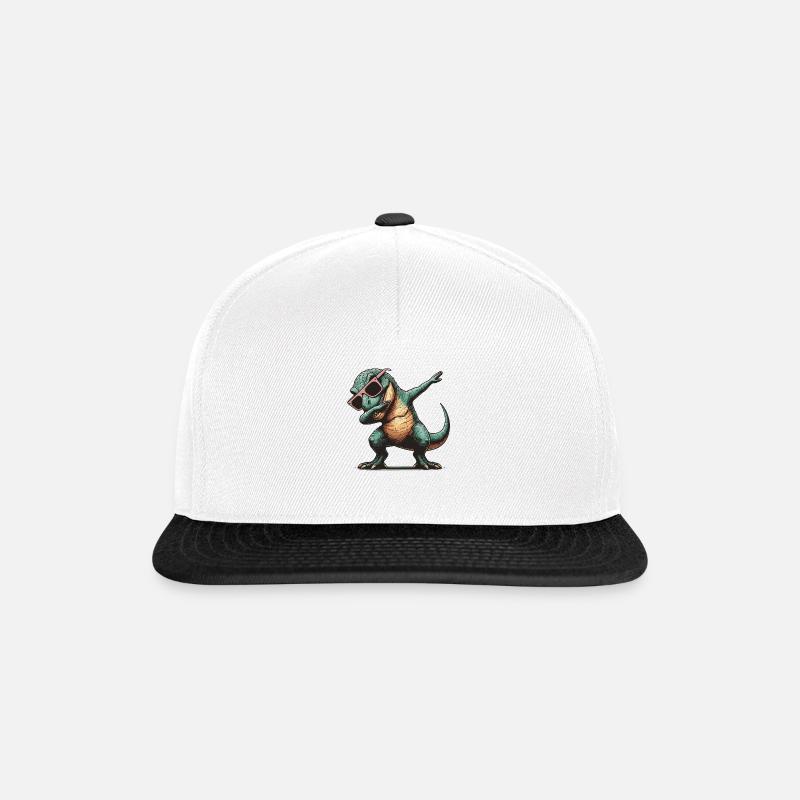Dabbing T-Rex Dino Funny Dinosaur Stone Age - Snapback Cap - white/black