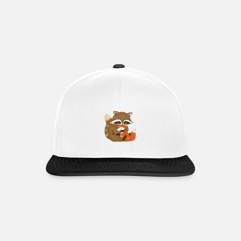 Waschbär und Fuchs - Snapback Cap - Weiß/Schwarz