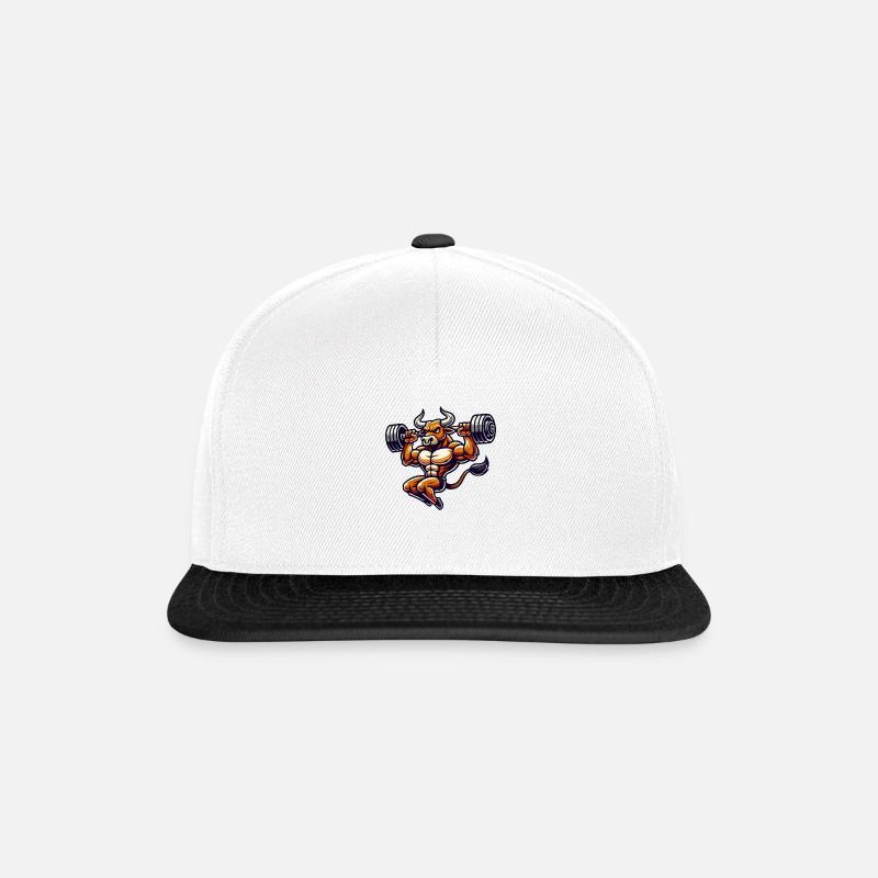 stier bodybuilder comic - Snapback Cap - Weiß/Schwarz