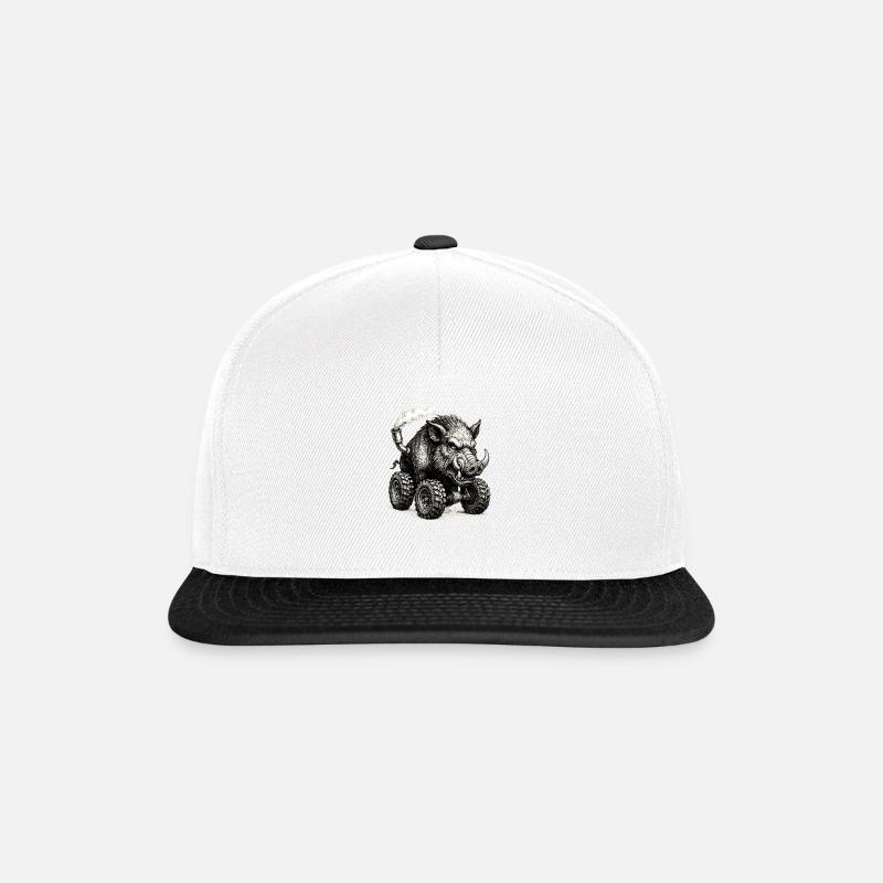 Wildschwein - Snapback Cap - Weiß/Schwarz