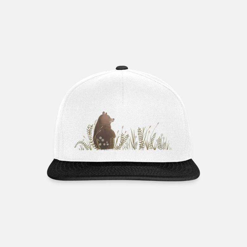 Kindermotiv Bär - Snapback Cap - Weiß/Schwarz