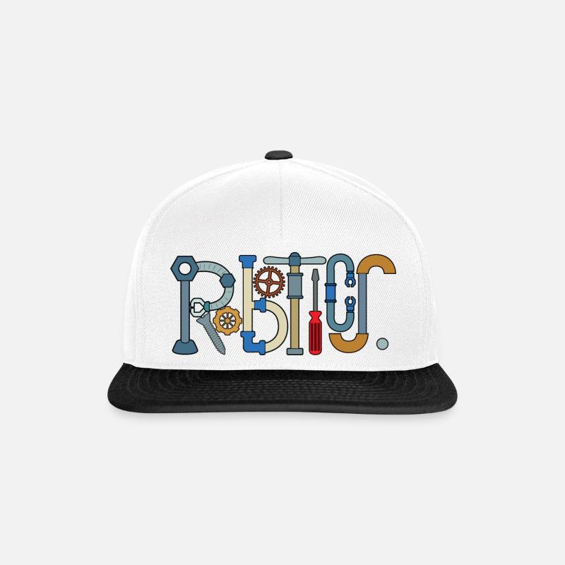 Roboter - Snapback Cap - Weiß/Schwarz