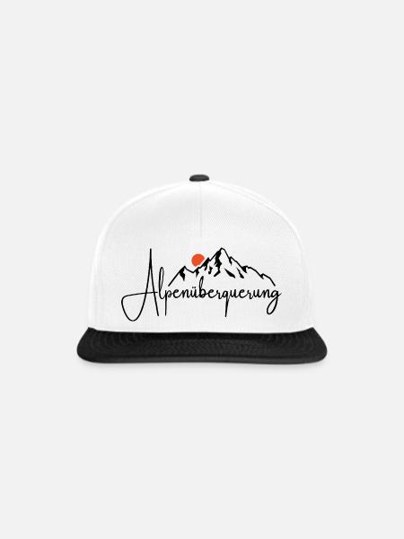 Alpen Überquerung - Wandern - Snapback Cap - Weiß/Schwarz