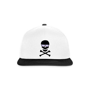 Violette Minimal Sonnenbrillen-Silhouette - Snapback Cap - Weiß/Schwarz - Vorne