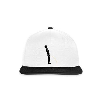 logo im stehen pinkeln pissen klo toilette erleich - Snapback Cap - Weiß/Schwarz - Vorne