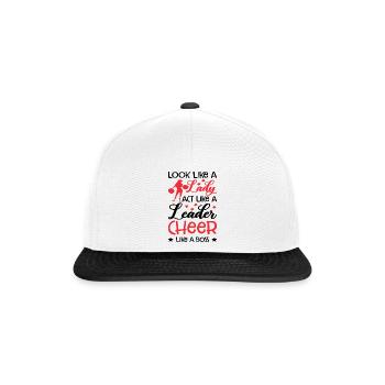 Look Like A Lady Act Like A Leader Cheer Like A Bo - Snapback Cap - Weiß/Schwarz - Vorne