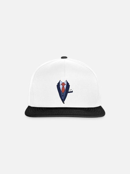 Anzug Kostüm - Snapback Cap - Weiß/Schwarz