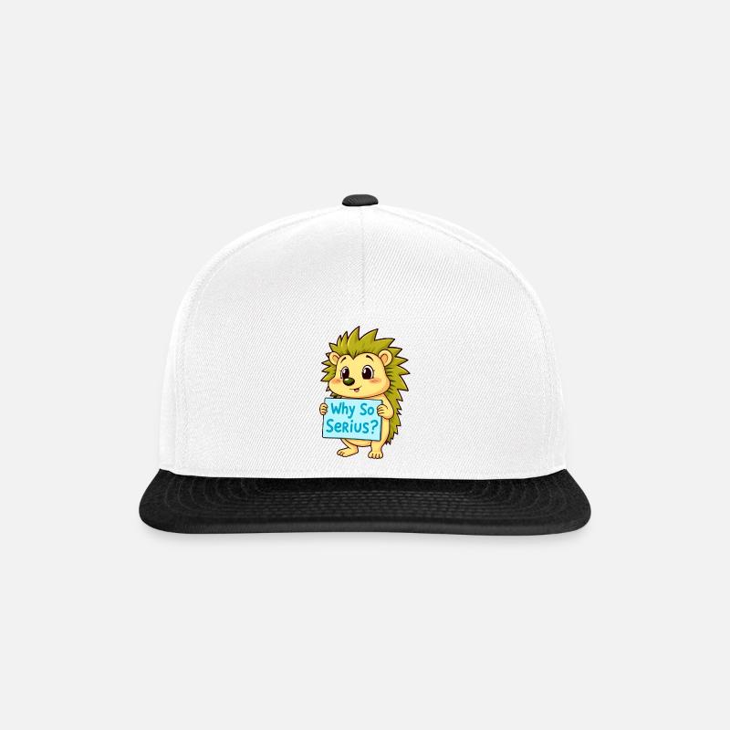 Cheeky Hedgehog with Why So Serious Sign - Snapback Cap - white/black