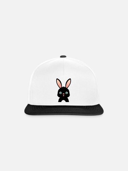 Schwarzes Häschen - Snapback Cap - Weiß/Schwarz