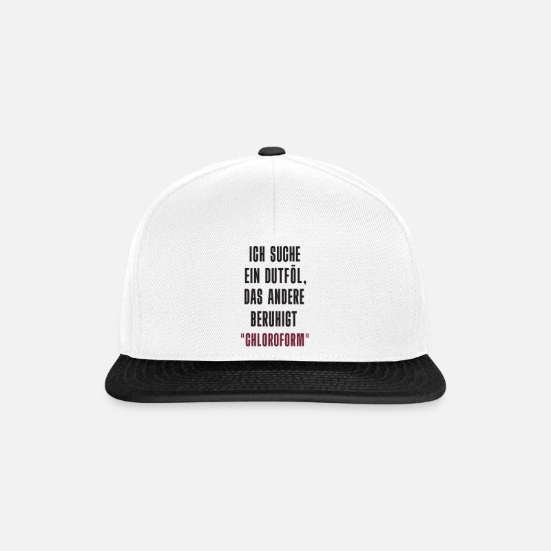 Dunkler Humor – Chloroform Witz - Snapback Cap - Weiß/Schwarz