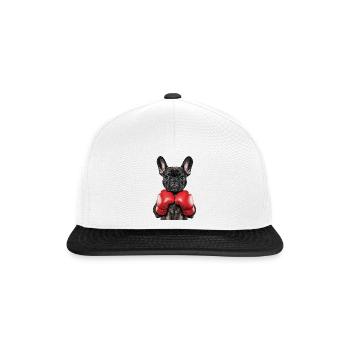 Französische Bulldogge - Snapback Cap - Weiß/Schwarz - Vorne