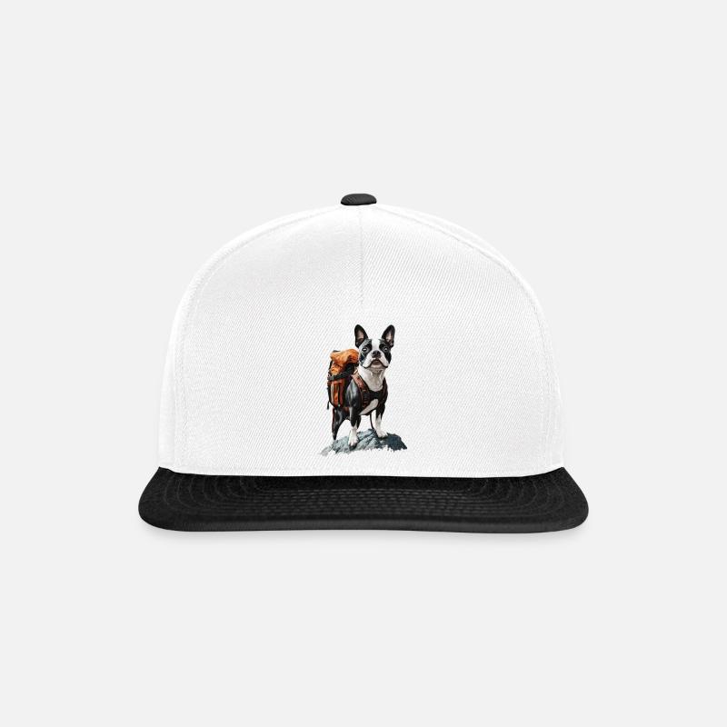Boston Terrier - Snapback Cap - Weiß/Schwarz