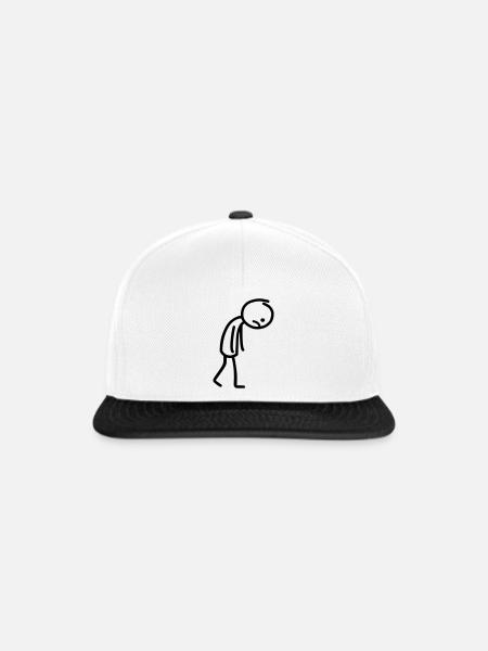 Strichmännchen Traurig Strichmann Strichzeichnung - Snapback Cap - Weiß/Schwarz