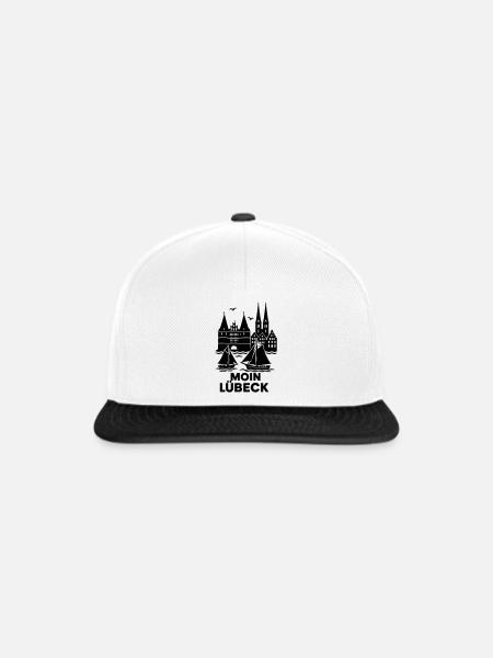 Lübeck Silhouette Moin - Snapback Cap - Weiß/Schwarz
