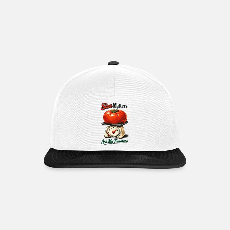 Size Matters: Lustige Riesen-Tomate auf Waage - Snapback Cap - Weiß/Schwarz