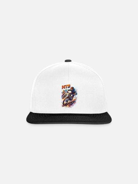 MTB Downhill Mountainbiker Abstrakt Spruch - Snapback Cap - Weiß/Schwarz