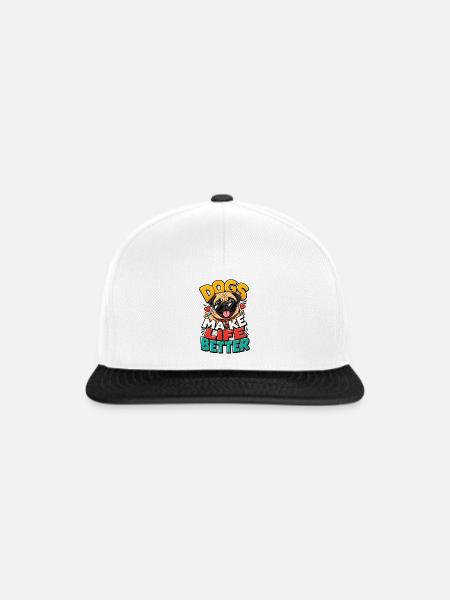 Mops - Snapback Cap - Weiß/Schwarz