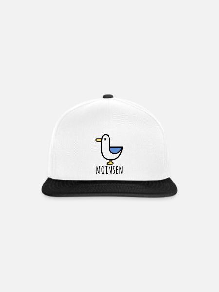 Moinsen Möwe Print - Snapback Cap - Weiß/Schwarz