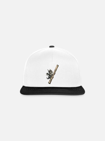 Der Flötendrache, Design - Snapback Cap - Weiß/Schwarz