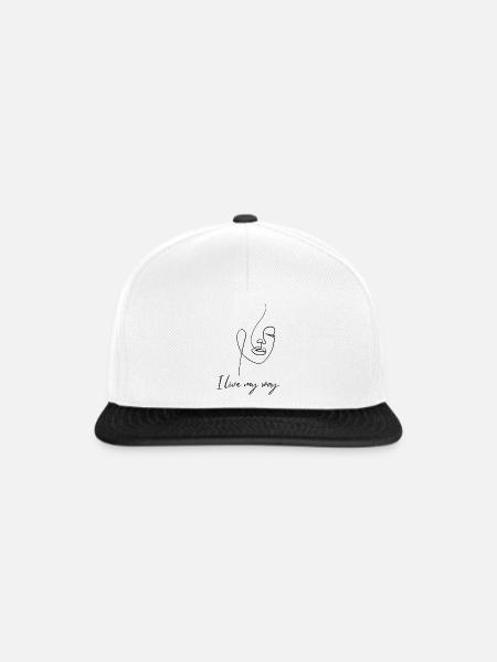 Frauengesicht – Minimalistische Linienkunst - Snapback Cap - Weiß/Schwarz